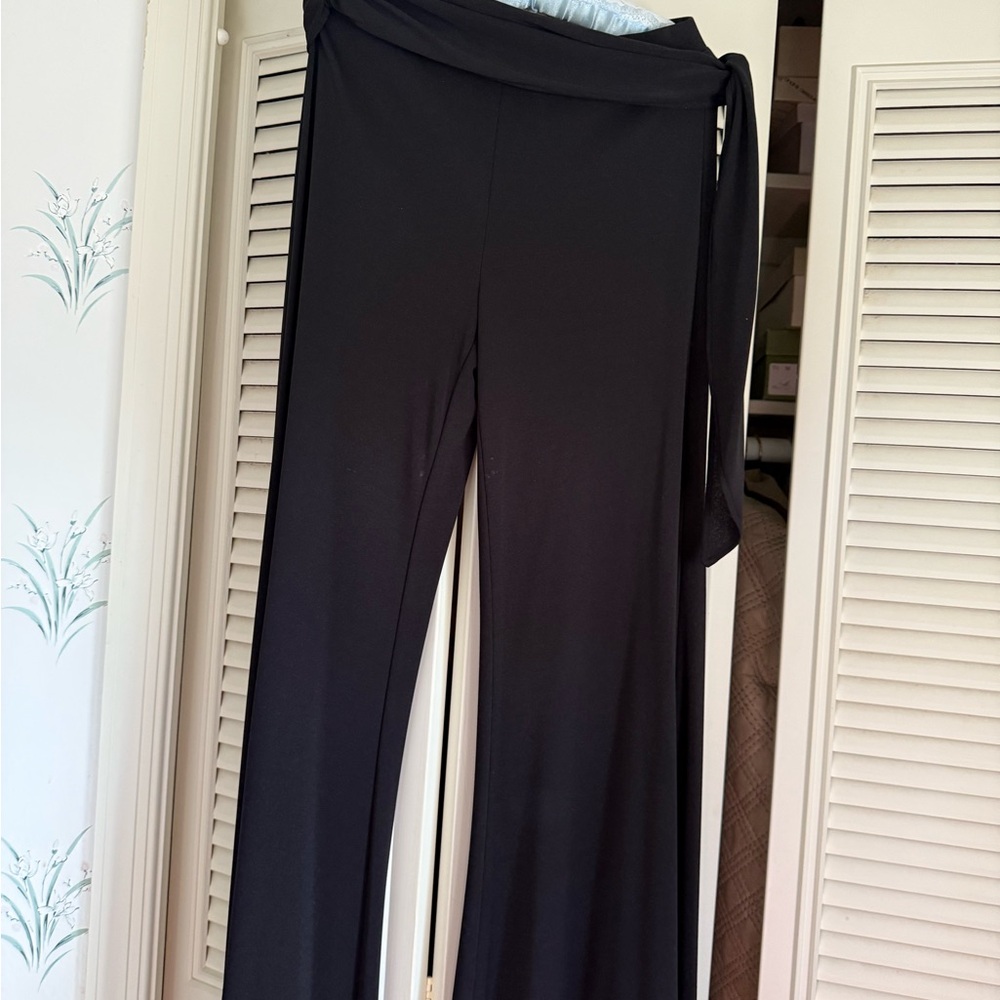 Black CACHE wide leg pants like new worn once .